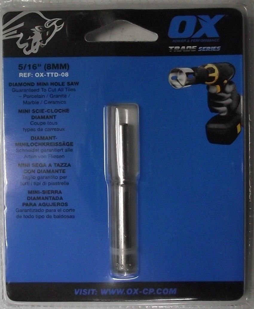 OX Tools OX-TTD-08 5/16" Diamond Mini Hole Saw Round Shank