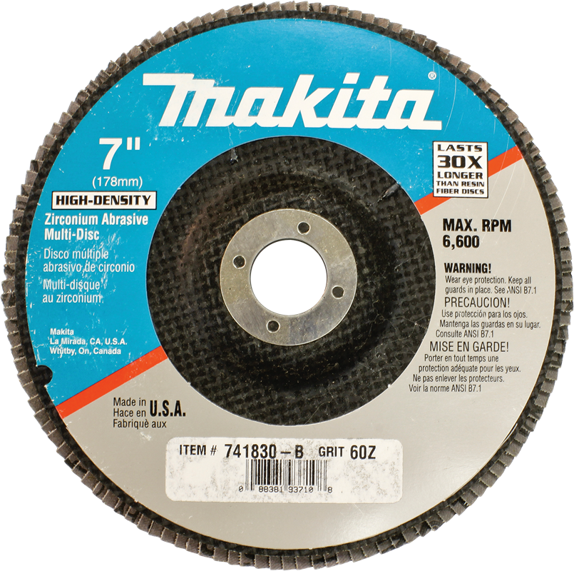 Makita 741830-B 7" x 7/8" High Density Zirconium Abrasive Multi-Disc 60 Grit USA