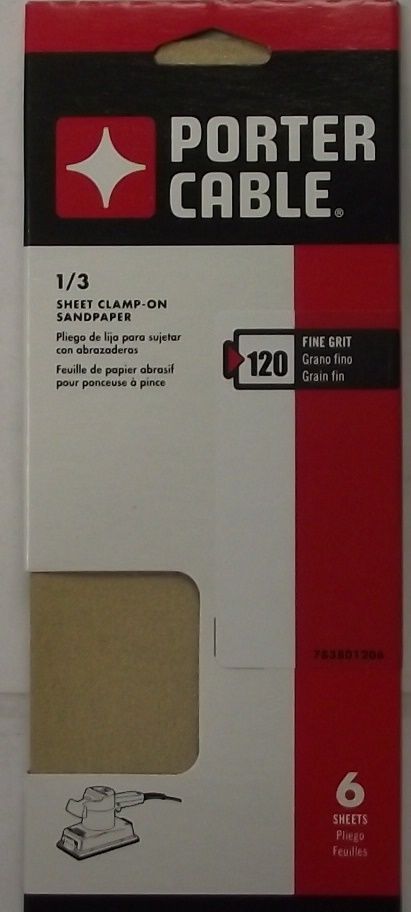 PORTER CABLE 783801206 1/3 Sheet AO 120g Sandpaper
