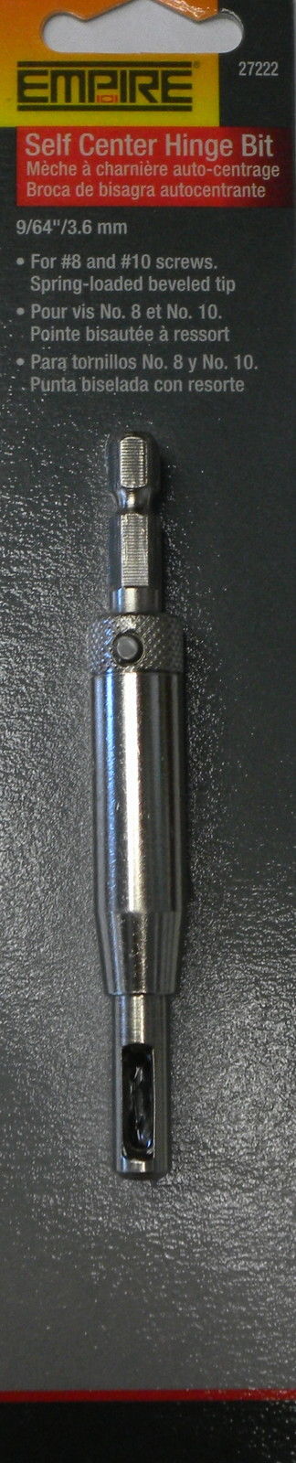 Empire 27222 9/64" Self Centering Hinge Bit #8 & #10