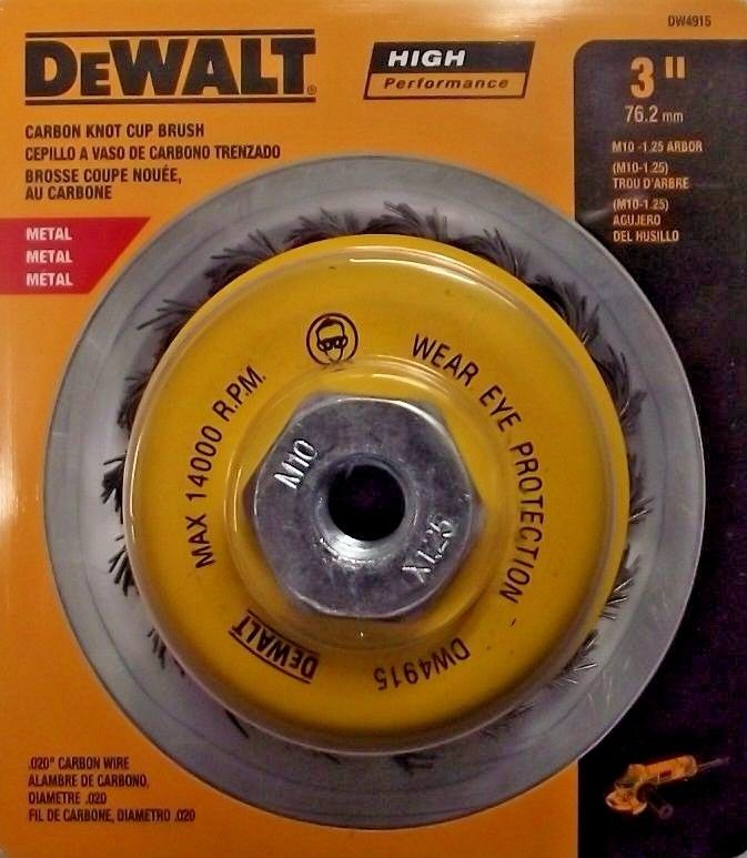 DEWALT DW4915 3-Inch by M10 by 1.25 Knotted Cup Brush/Carbon Steel .020-Inch
