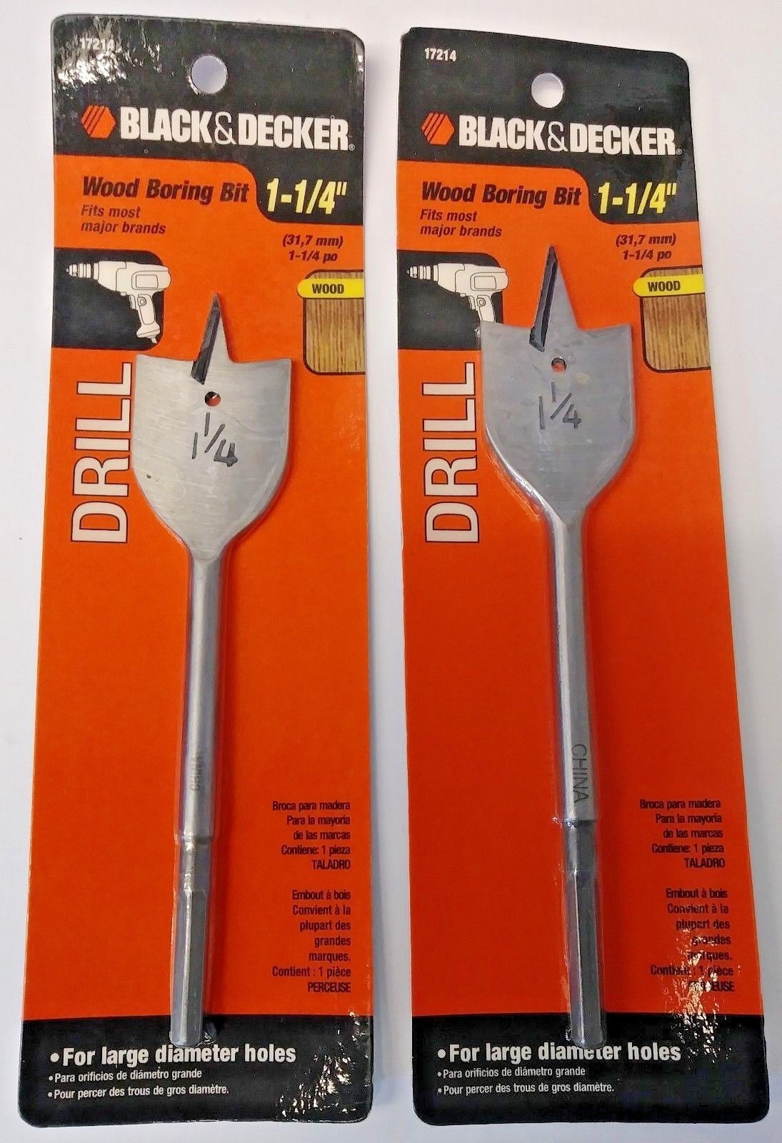 Black & Decker 17214 1-1/4" Wood Boring Bit (2 Packs)