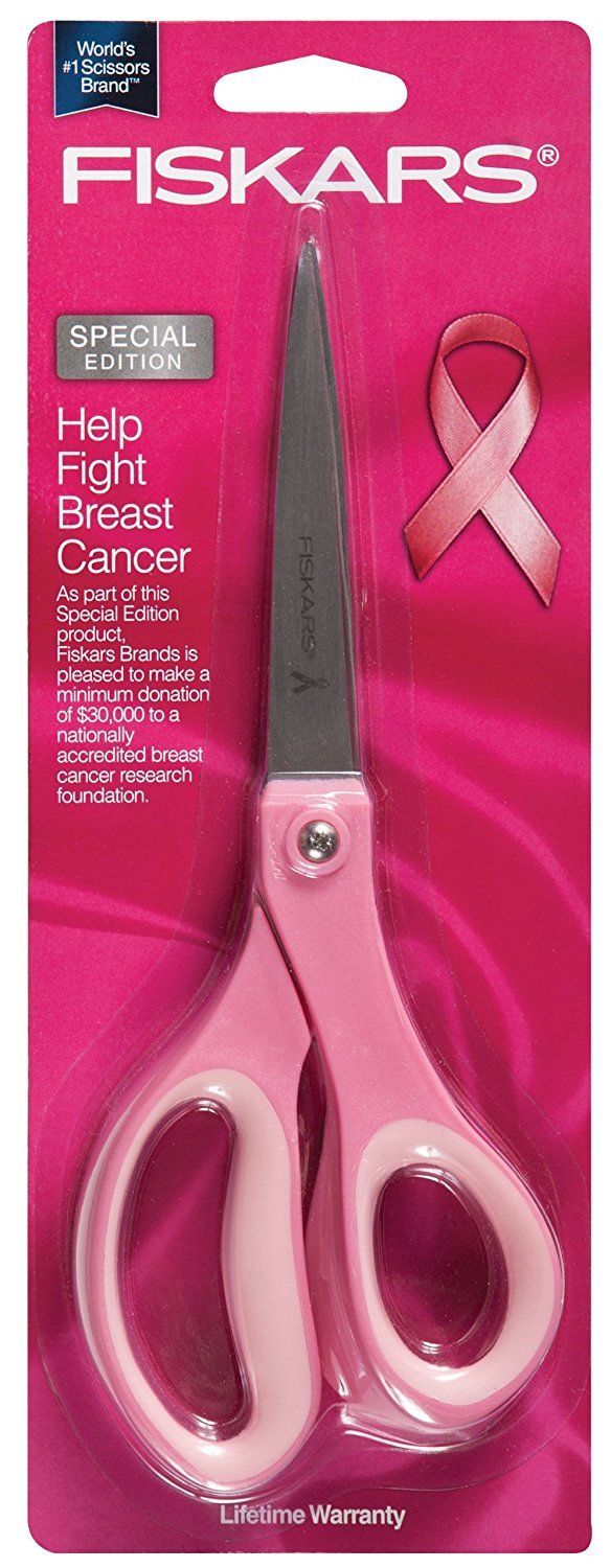 Fiskars 01-005792 8" Breast Cancer Awareness Softgrip Scissors