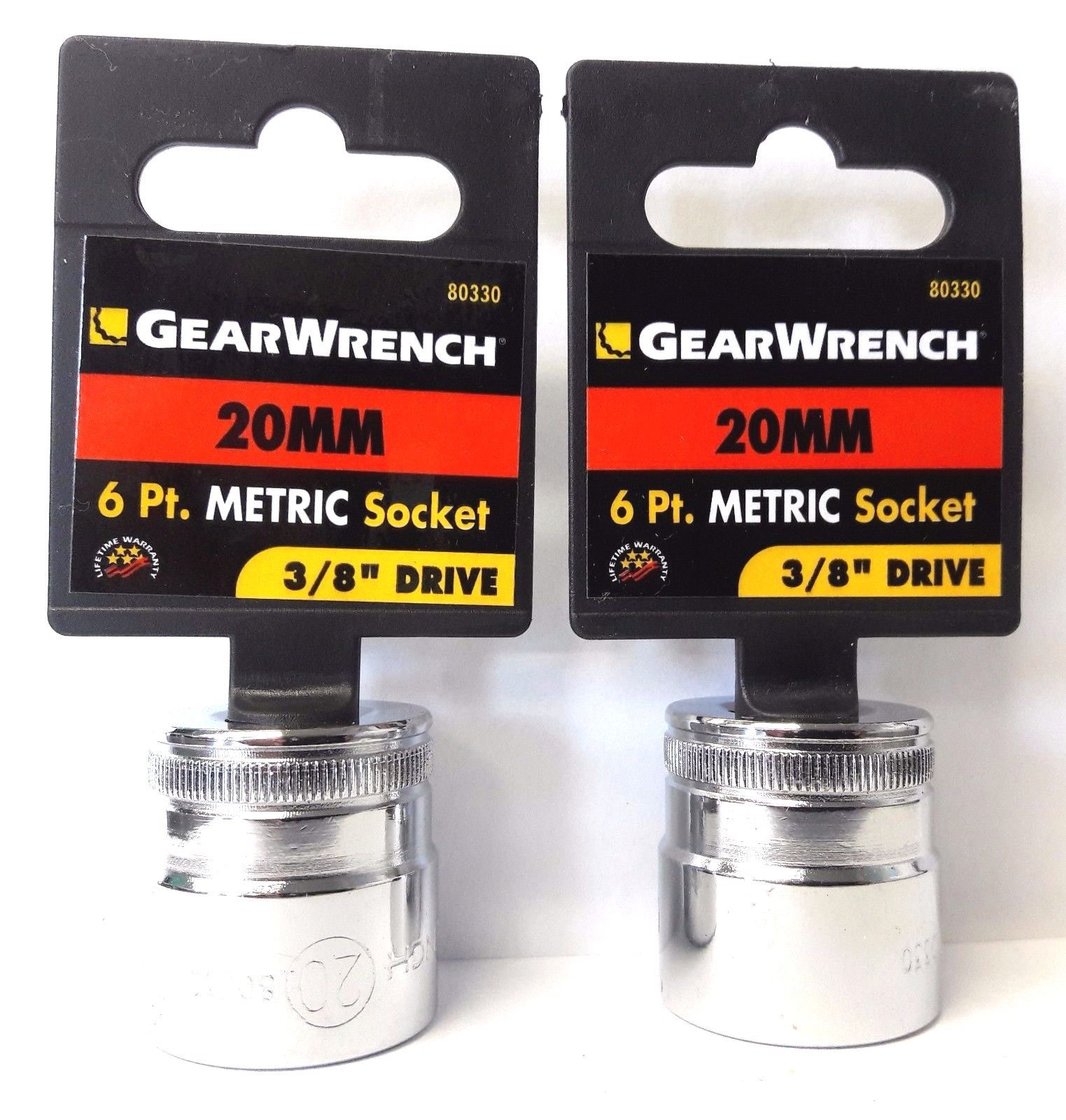 GearWrench 80330 3/8" Drive 20mm 6 Point Socket 2PCS