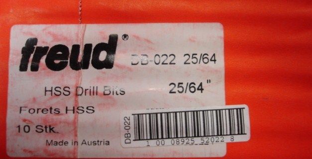 Freud 25/64" HSS Drill Bits 10pcs. Austria Db-022