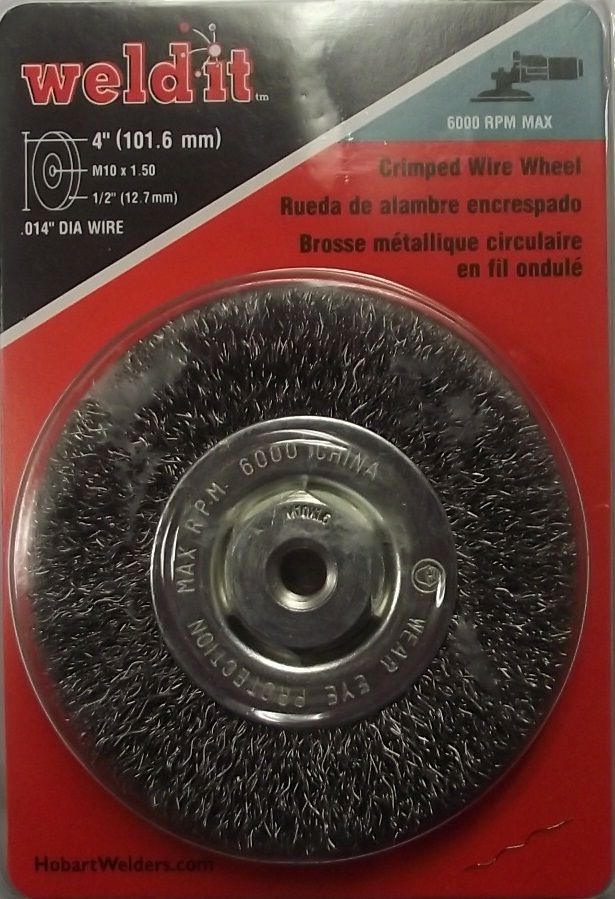 Hobart 770370 4" Crimped Wire Wheel M10 x 1.50 Arbor .014 Dia Wire