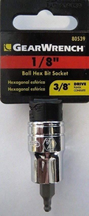 Gearwrench 80539 1/8" Ball Hex Bit Socket 3/8" Drive