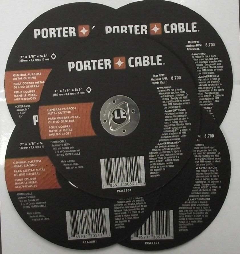 Porter Cable PCA3501 7" x 1/8" x 5/8" Metal Abrasive Cutting Wheel 5pcs.