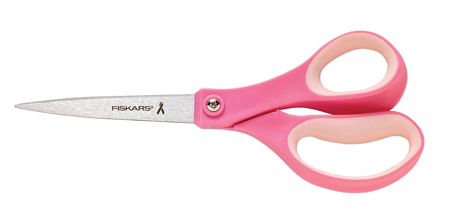 Fiskars 01-005792 8" Breast Cancer Awareness Softgrip Scissors