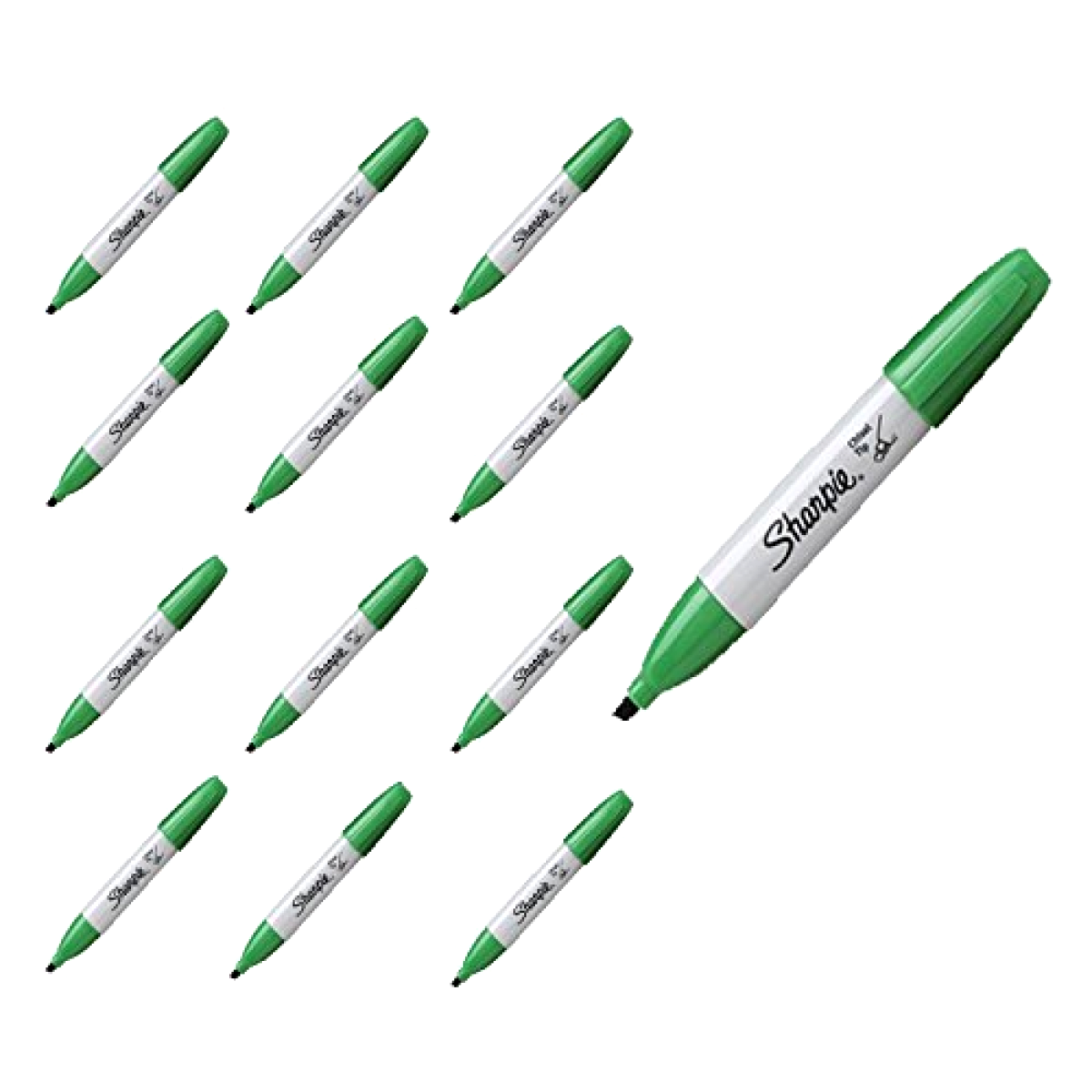 Sharpie 1927727 Permanent Marker Chisel Tip Green 12 Pack Water-Resistant Ink