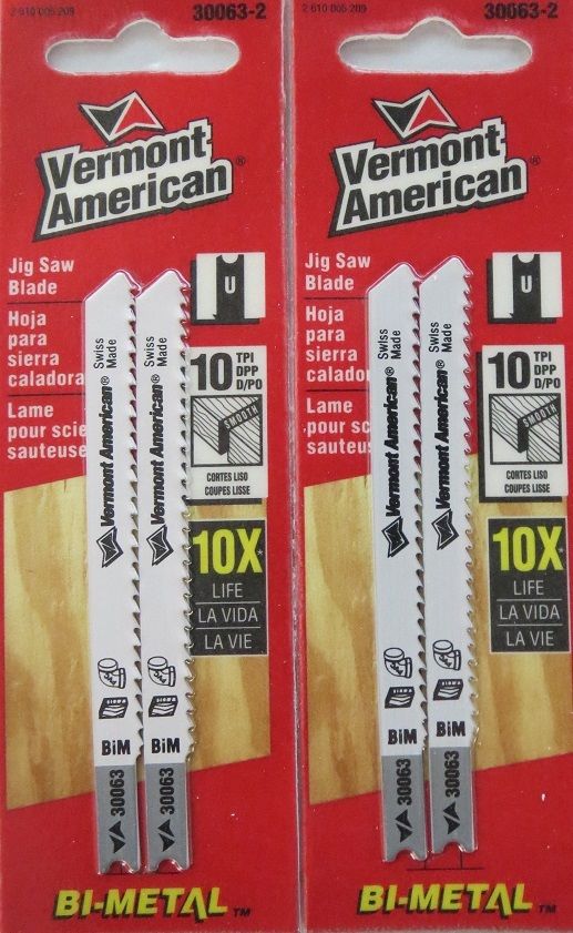 Vermont American 30063-2 U Shank 10 TPI Jig Saw Blades Swiss 2 Packs
