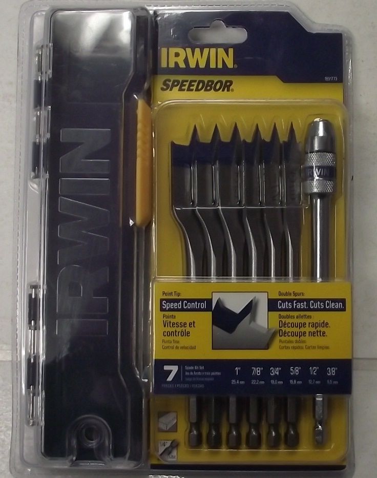 Irwin Speedbor Blue-Groove Spade Bits 7-Piece Slim Case 1891773