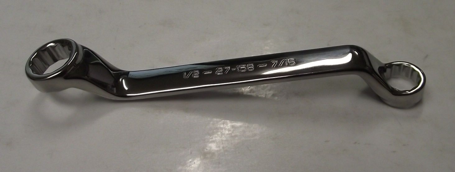 Armstrong 27-158 1/2" x 7/16" 12 Pt Full Polish 45° Offset Long Box Wrench USA