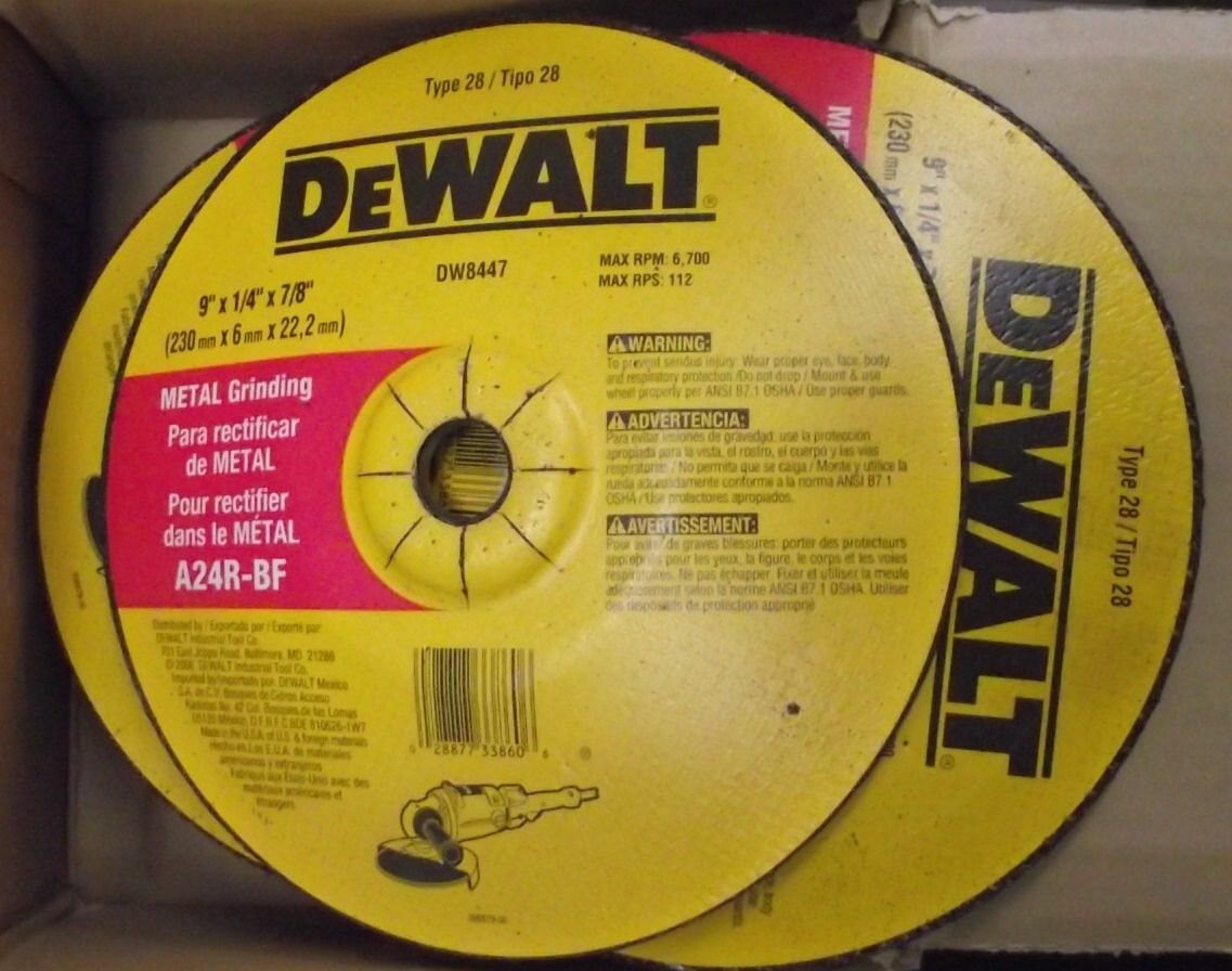 DEWALT DW8447 9" x 1/4" x 7/8" T28 Metal Grinding 10pcs USA