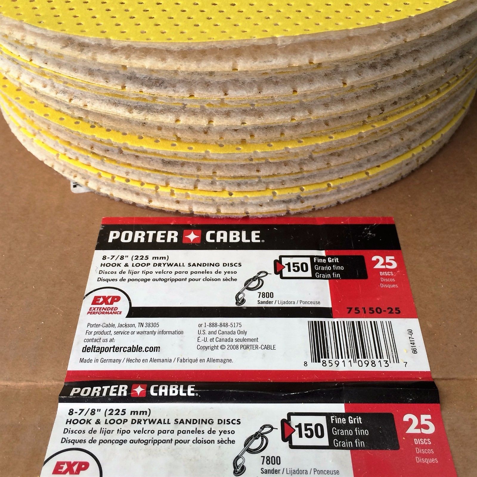 Porter Cable 75150-25 9" Hook & Loop Drywall Sanding Discs 150G 25-Pack Germany