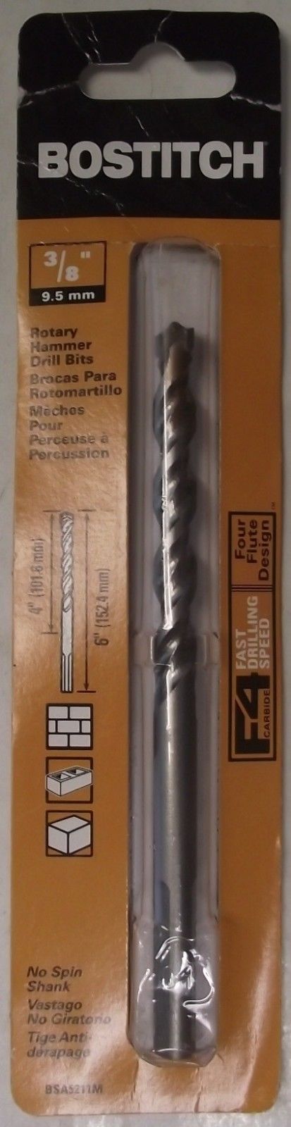 BOSTITCH BSA5211M 3/8" x 6" Rotary Hammer Drill Bit Germany