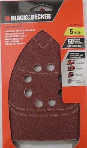 Black & Decker BDAMM050 Megamouse Finishing/Detail Sandpaper 5pc. 50 Grit