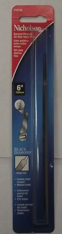 Nicholson 21874N 6" General Purpose XX Slim Taper File Single Cut