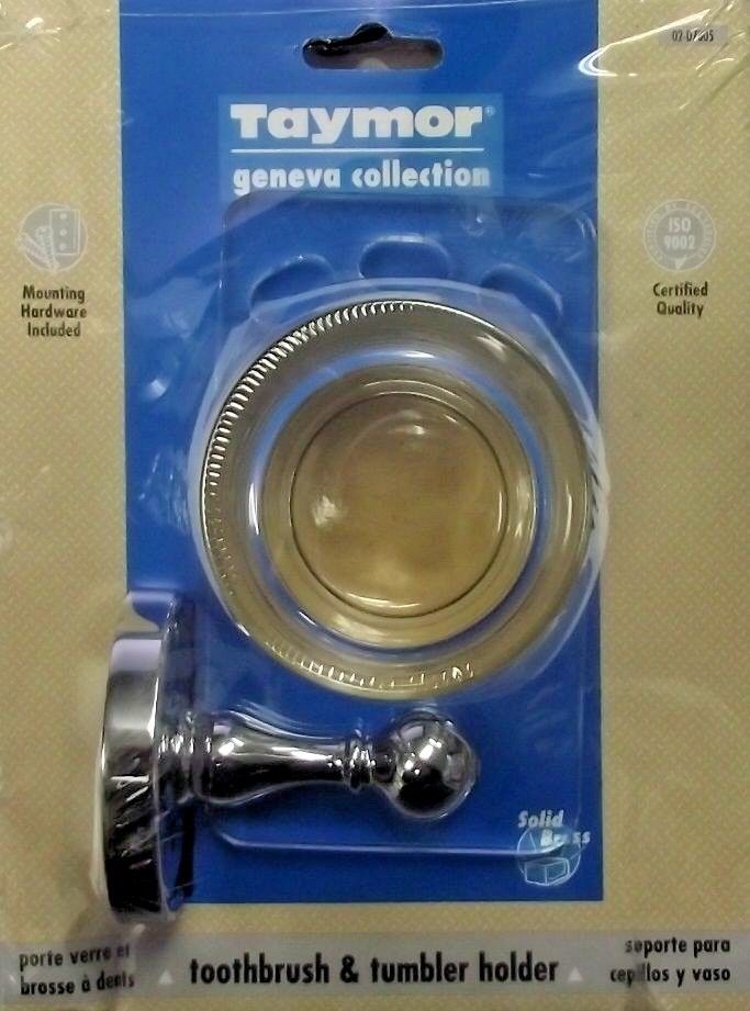 Taymor 02-D7805 Geneva Chrome Plated Solid Brass Toothbrush & Tumbler Holder