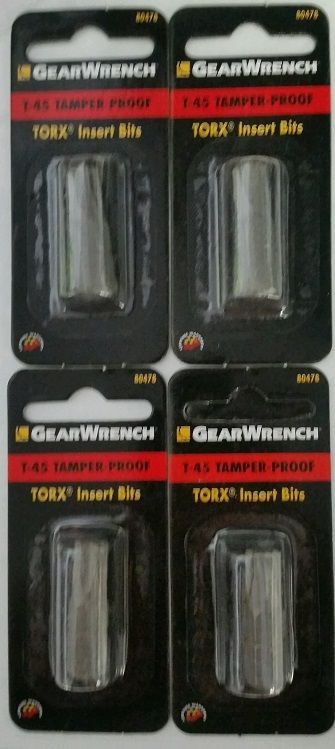Gearwrench 80478 T45 Tamper Proof Torx Bit 4 PCS