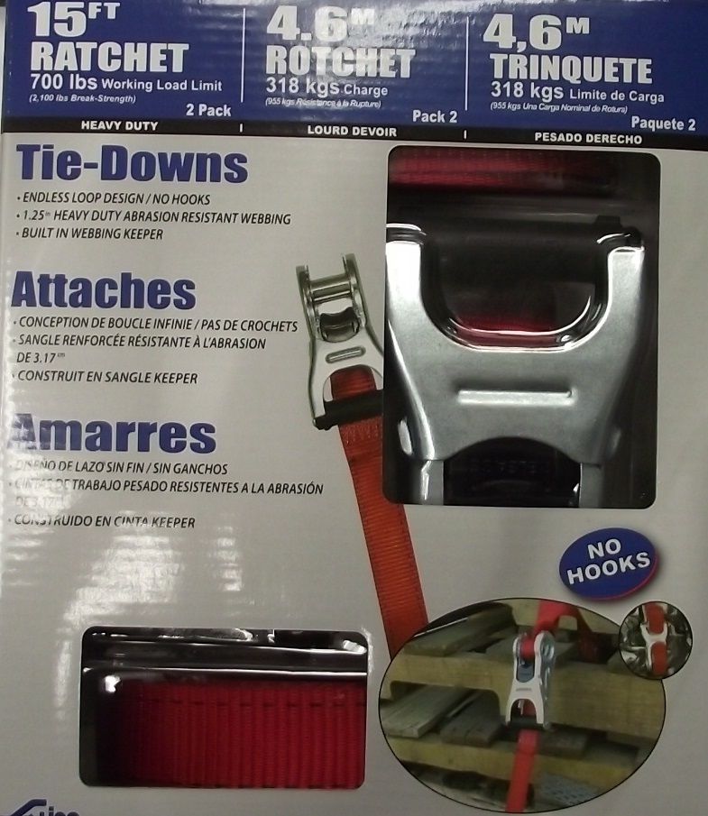 Ancra S-Line XR115-E2P Heavy Duty Endless Loop Ratchet Strap 1.25" x 15’ 2-Pack