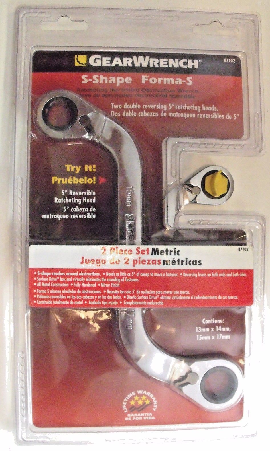 GearWrench 2 Piece Metric S Pattern Wrench Set 13 x 14 15 x 17mm 87102