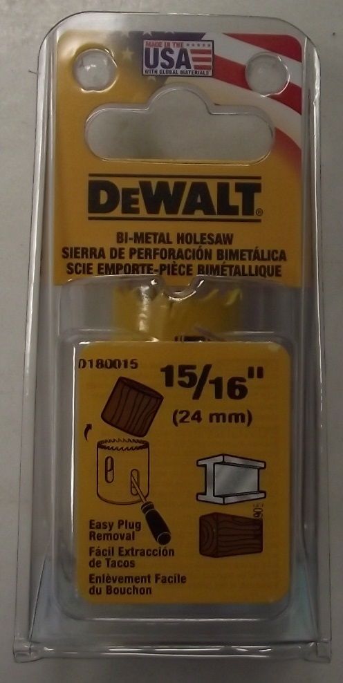 DeWalt  D180015 15/16" Bi-Metal Hole Saw USA