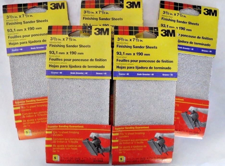 3M 9114NA 3-2/3" x 7-1/2" Finishing Sander Sheets 5( 5 packs)