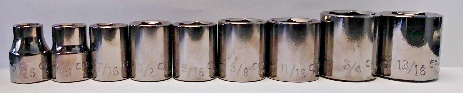 Craftsman 43000 - 43008 9 Piece 3/8" Drive Standard 12 Point Socket Set USA