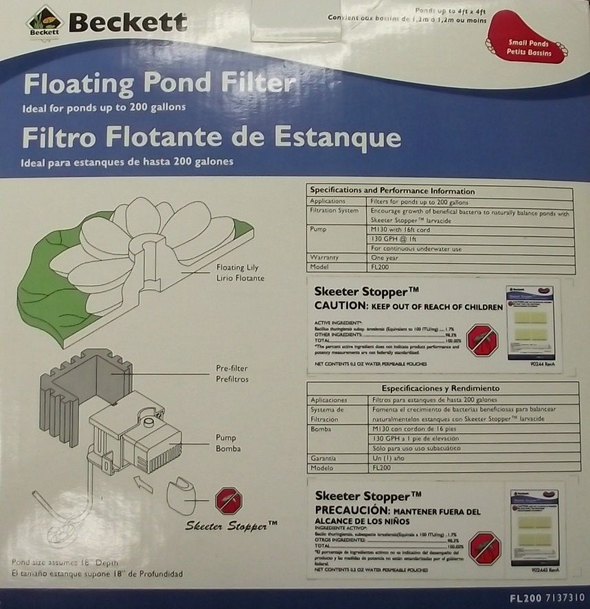 Beckett FL200 Floating Pond Filter Kit For Ponds Up To 200 Gallons