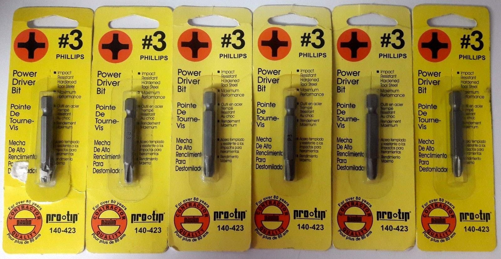 Paulin Pro Tip 140-423 #3 x 2" Phillips Impact Resistant Screw Tip 6PKS