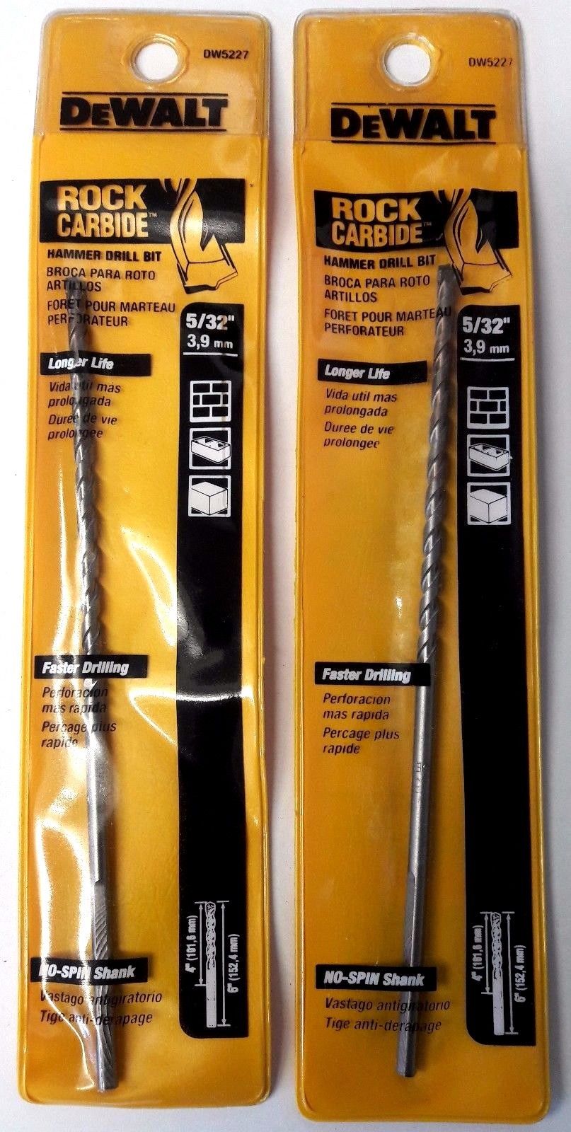 Dewalt DW5227 5/32" Hammer Drill Bit Germany 2 Packs