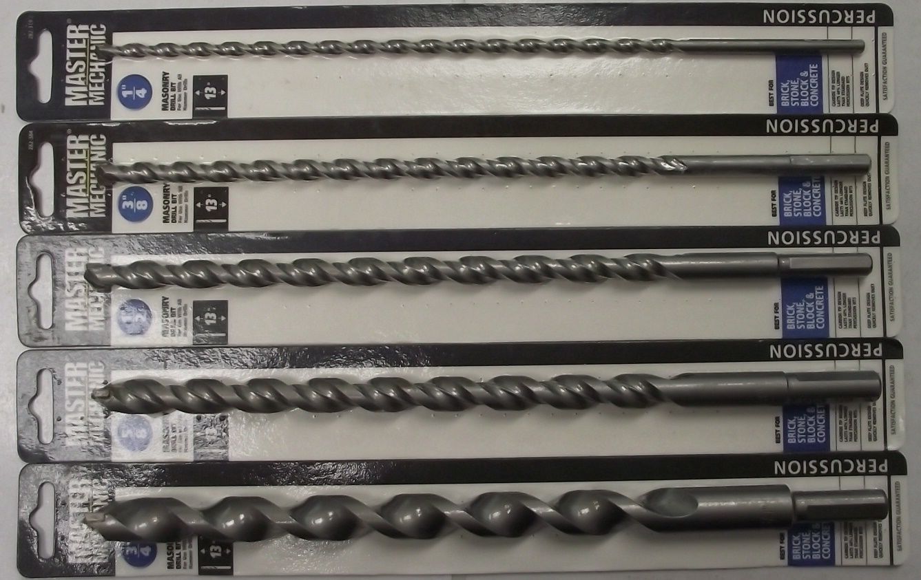 Master Mechanic 282-418 - 319 5pc Masonry Drill Bit Set 1/4 to 3/4 x 13"