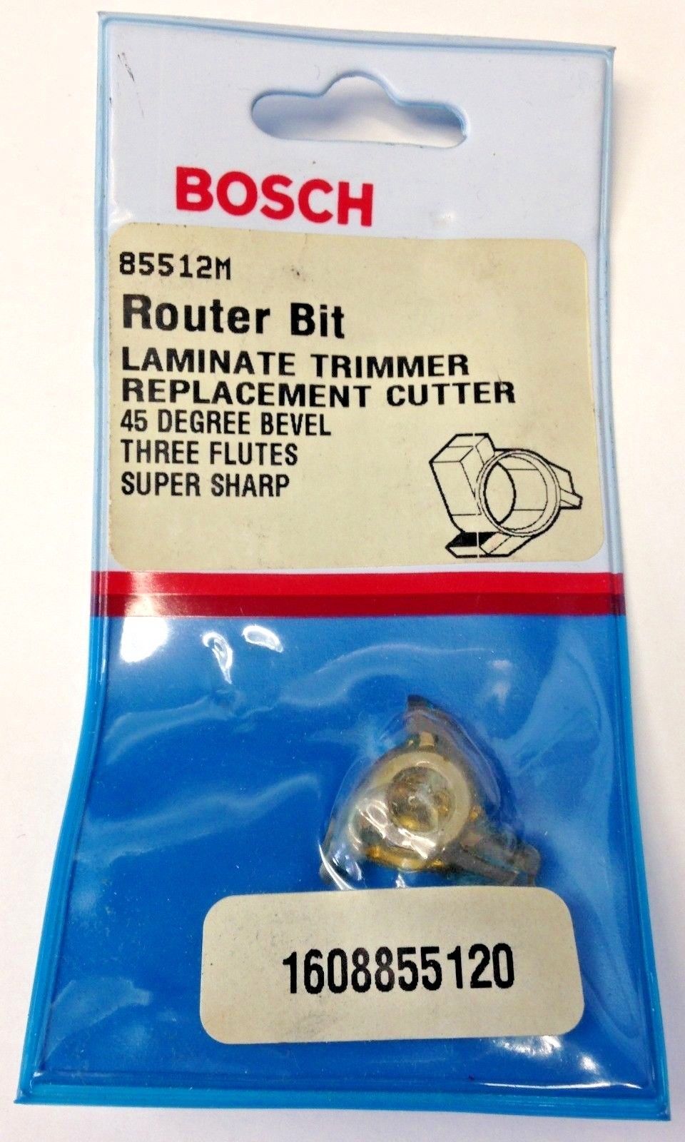 Bosch 85512M 45° x 1/4" Carbide Tipped 3-Flute Bevel Trim Replacement Cutter Bit