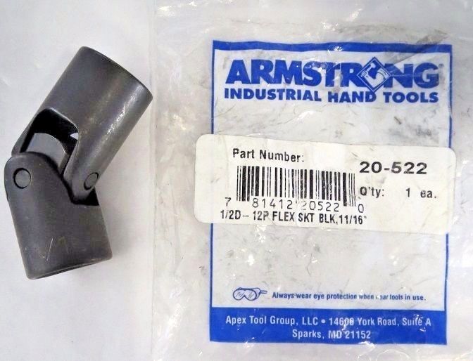 Armstrong 20-522 11/16" 12pt Flex Socket Black 1/2" Dr USA