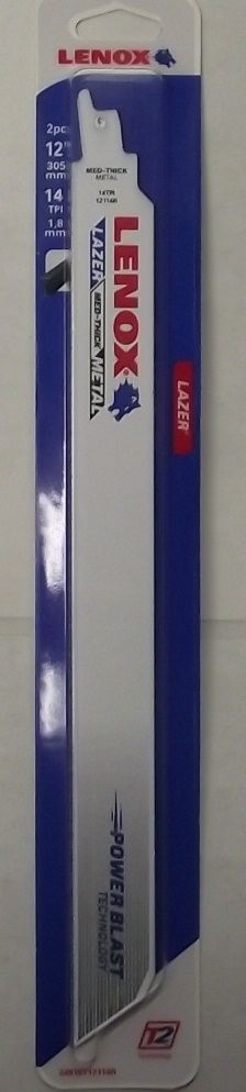 Lenox 24910T12114R 12" x 14 Tpi Lazer Reciprocating Saw Blade 2pk USA