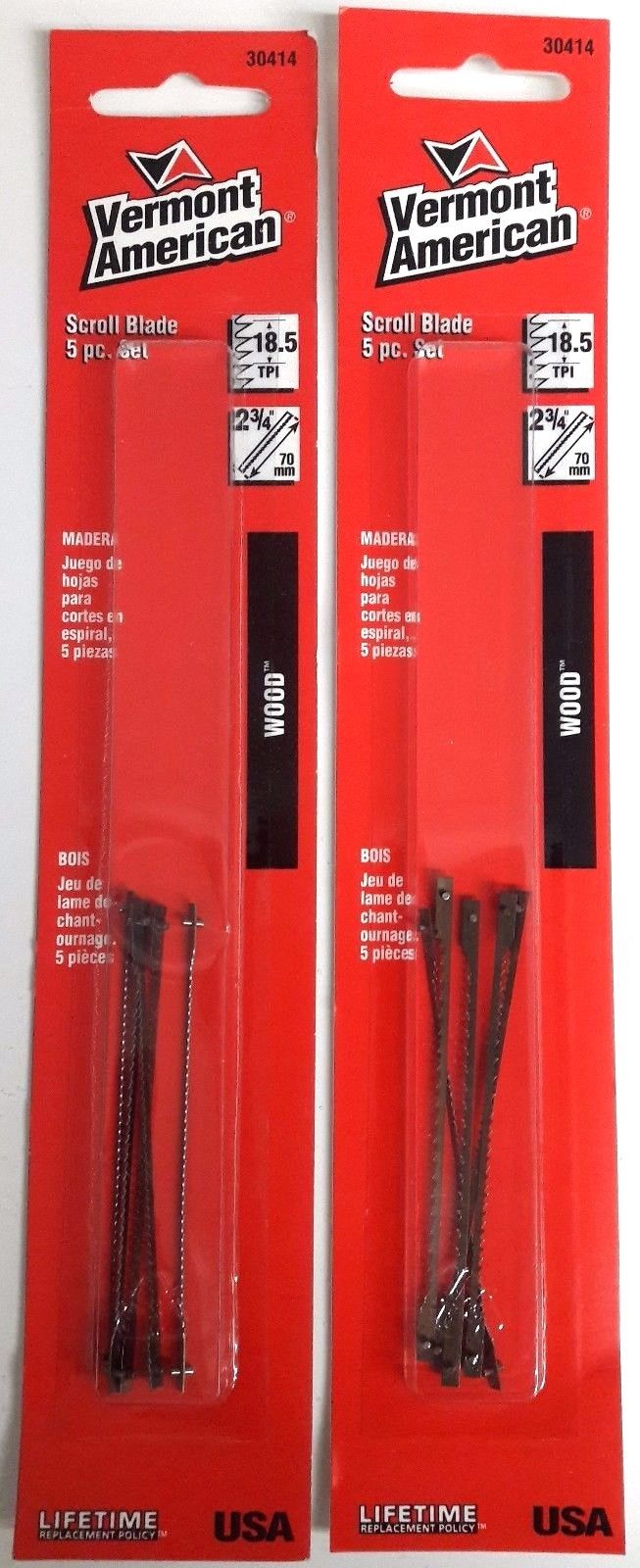 Vermont American Scroll Saw Blades 2-3/4" x 18.5 TPI 30414 USA 2-5 Packs