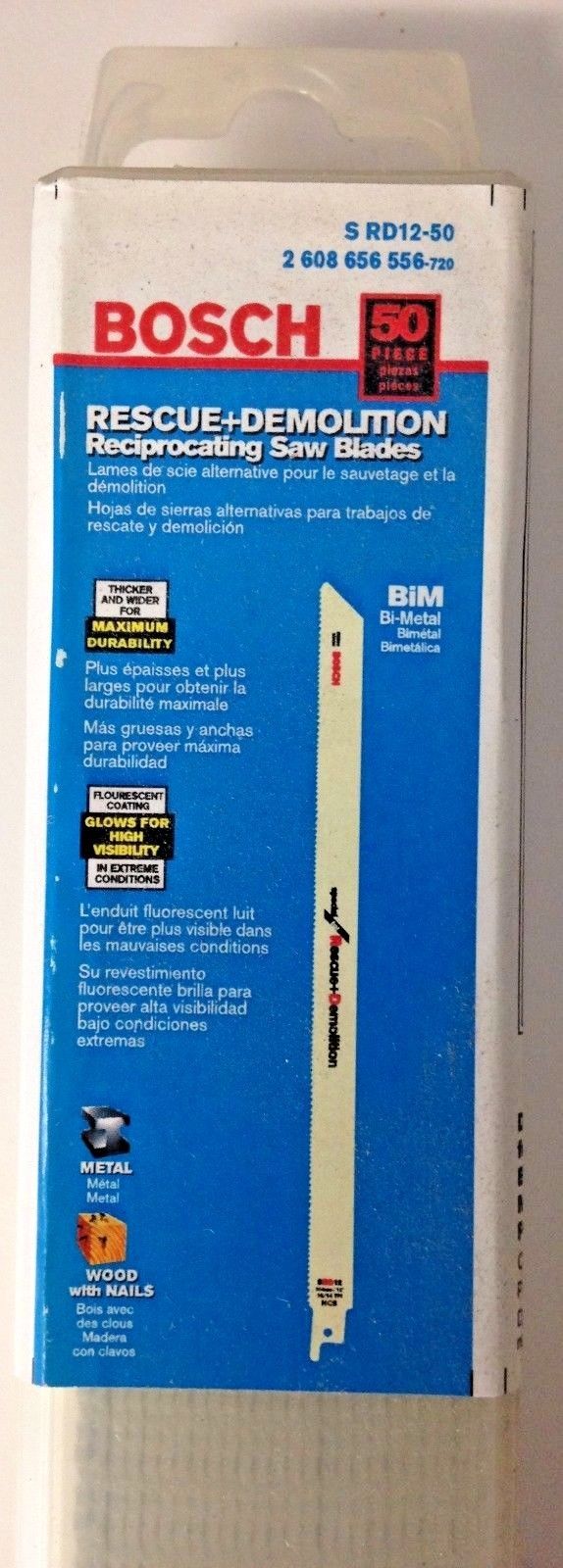 Bosch SRD12-50 12" x 10/14 TPI Bi-Metal Reciprocating Saw Blade 50 Pack