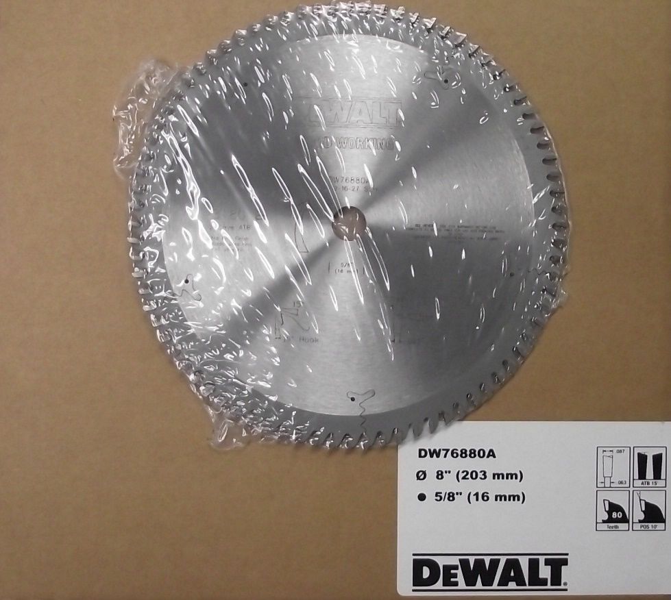 Dewalt DW76880A 8" x 80 Tooth ATB Wood Working Saw Blade USA