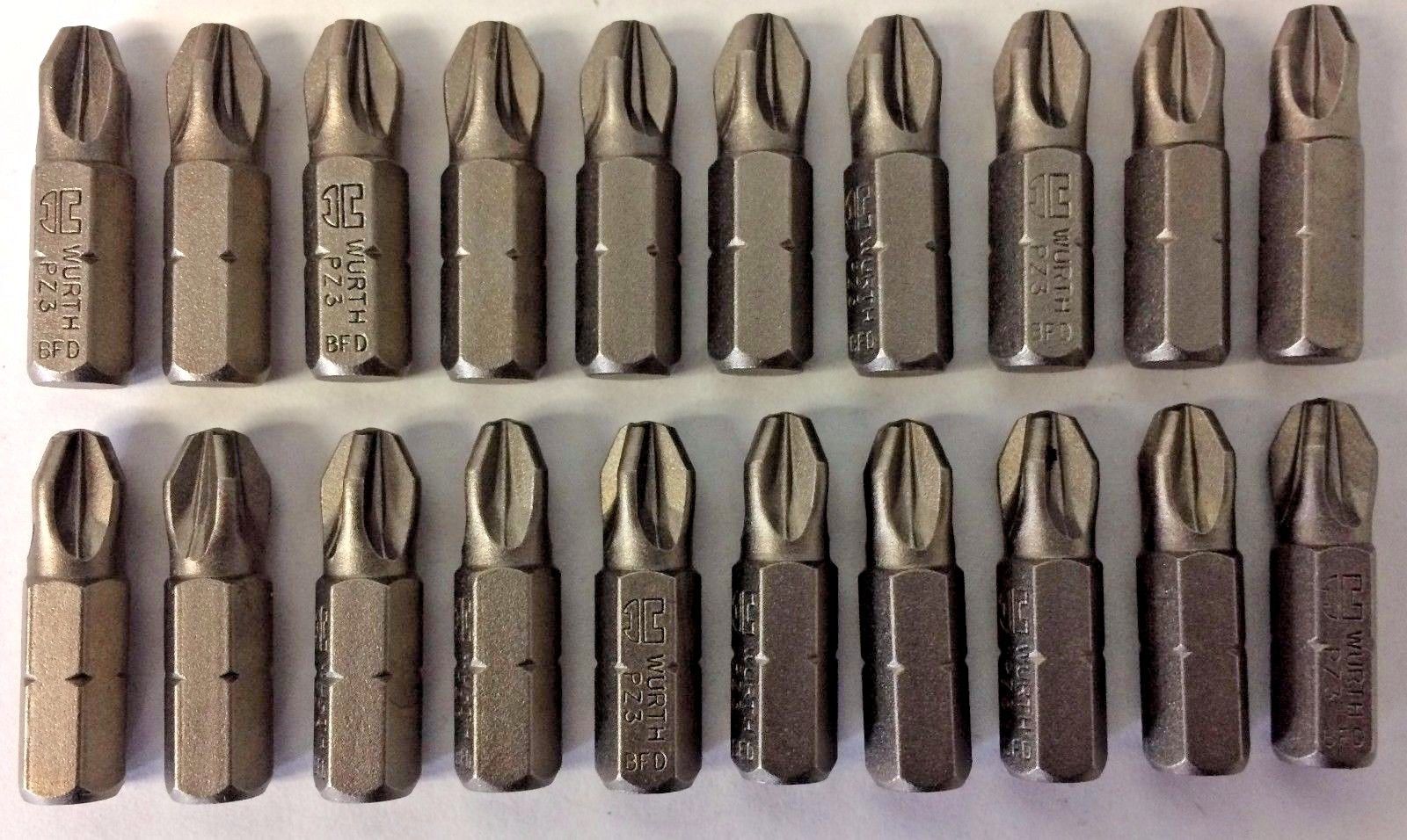 Wurth by Bosch 1609433314 PZ3 Pozidriv Insert Tips USA 20PCS