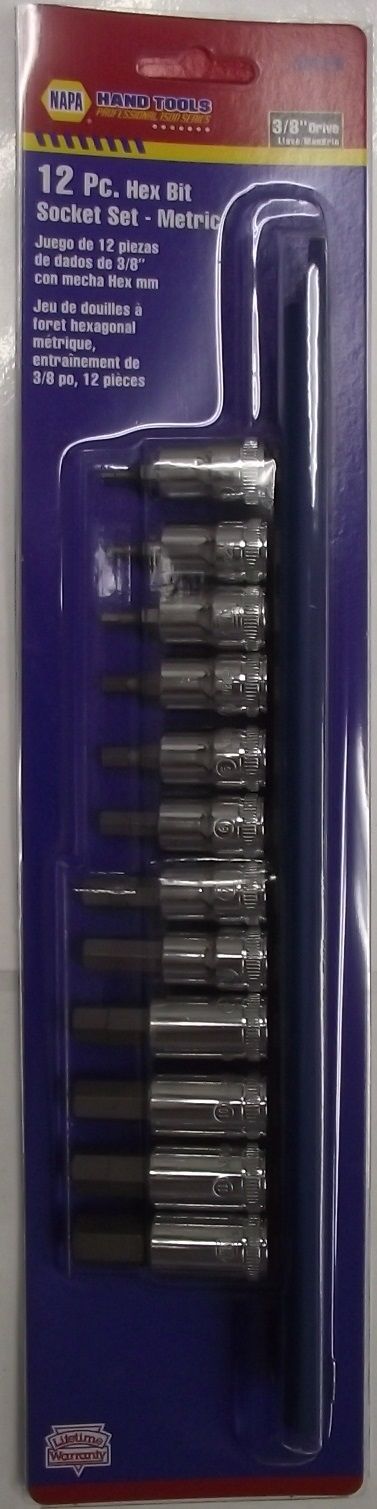 Napa NB12M 12pc Metric Hex Bit Socket Set 3/8" Drive