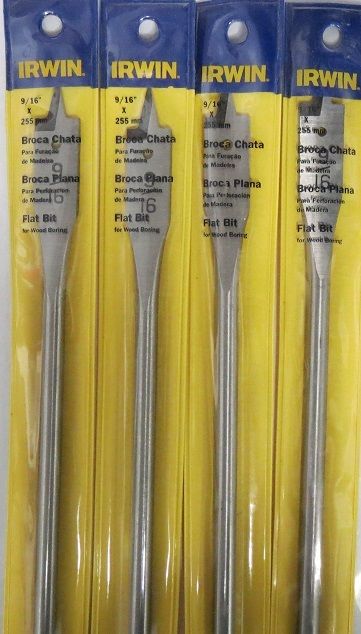 Irwin IW706 9/16" x 10" Flat Boring Bit 4 PCS