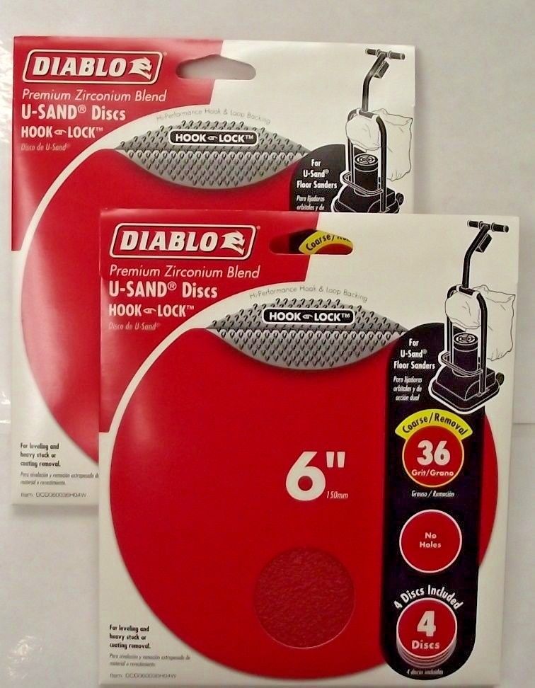 Diablo DCD0600360H04W 2-4 Pack's U-Sand Hook & Lock 6" 36 Grit Sanding Discs