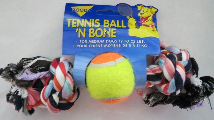 Booda 50822 Dog Chew & Play Tennis Ball And Bone For Dogs 3 Packs