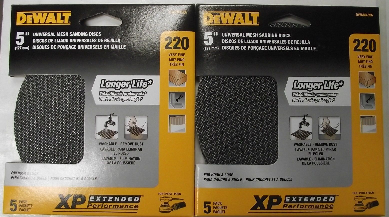 DEWALT DWAM4306 Mesh 5" 220 Grit Random Orbit Disks 2-5pks. (10 Sheets)
