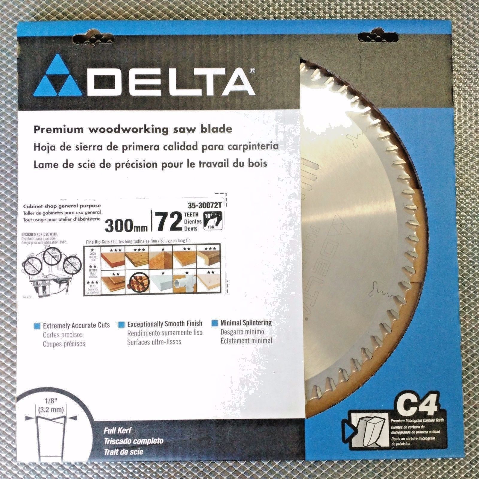 Delta 35-30072T Full Kerf Triple Chip Saw Blade 300MM x 72 Tooth USA