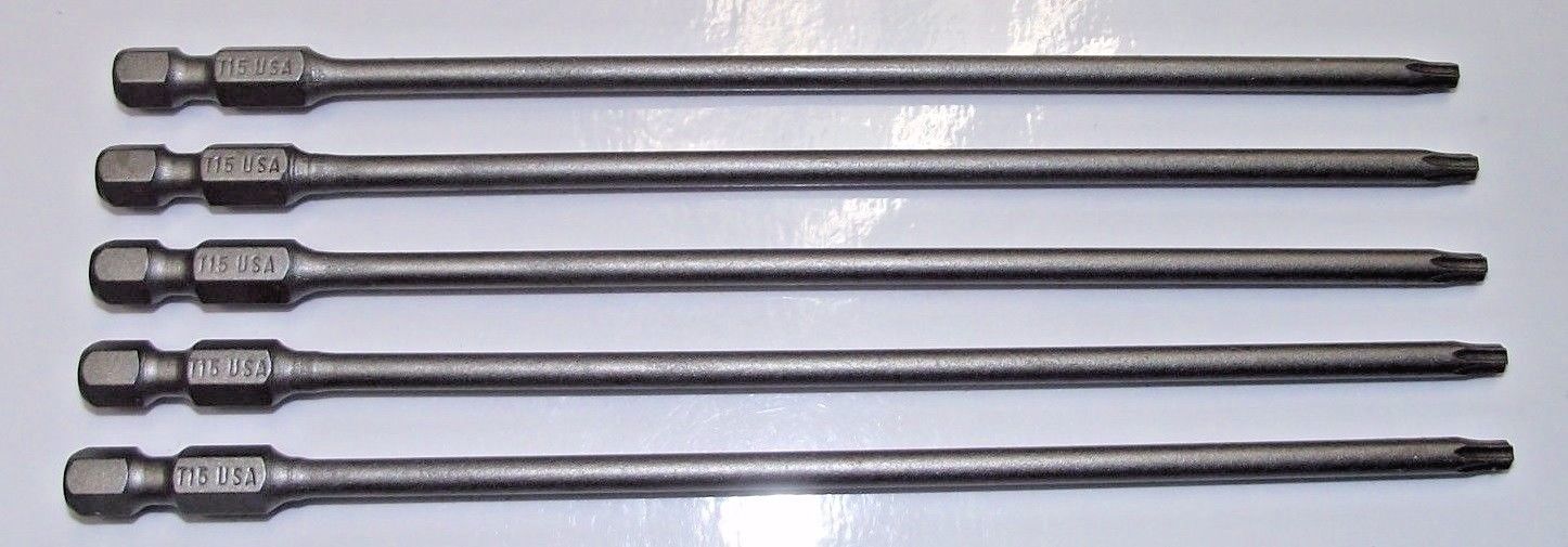 Bosch 337765 T15 Torx Power Bit 1/4" Hex Drive, 6" OAL 5pcs. USA