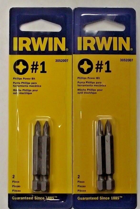 Irwin 3052007 #1 x 2" Phillips Screw Bit Tips 2-2pks