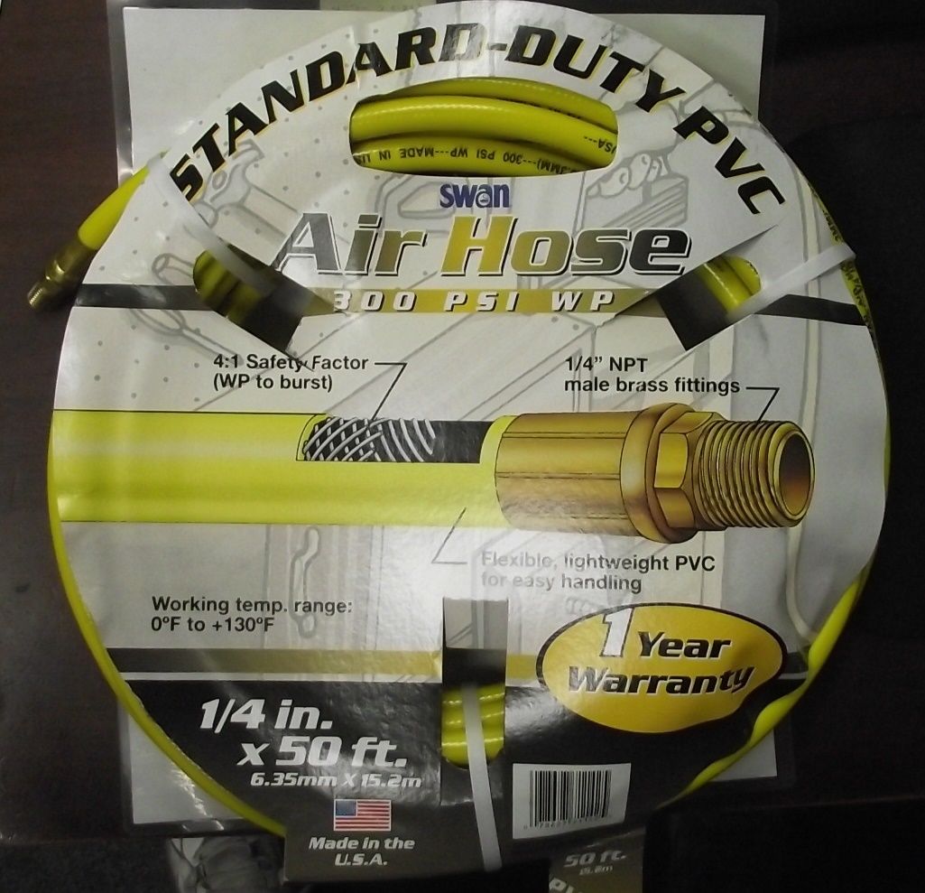 Swan AH7114050 1/4" x 50' Standard Duty Air Hose 300 PSI USA