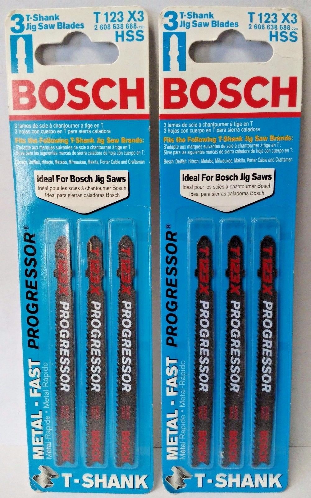 Bosch T123X3 4" Progressor T-Shank Jig Saw Blades 2-3 PKS